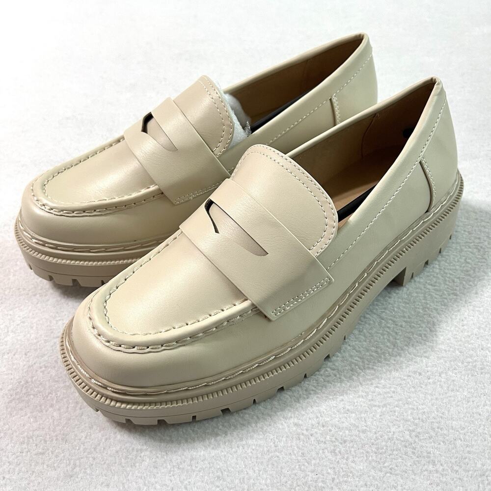 Soda Eureka Women Slip On Platform Shoes 8.5 Penny Loafer Lug Sole Stitched NIB
